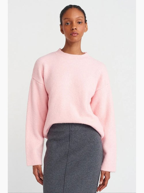 Women's maglione a tinta unita a coste con girocollo dilvin - Kiabi