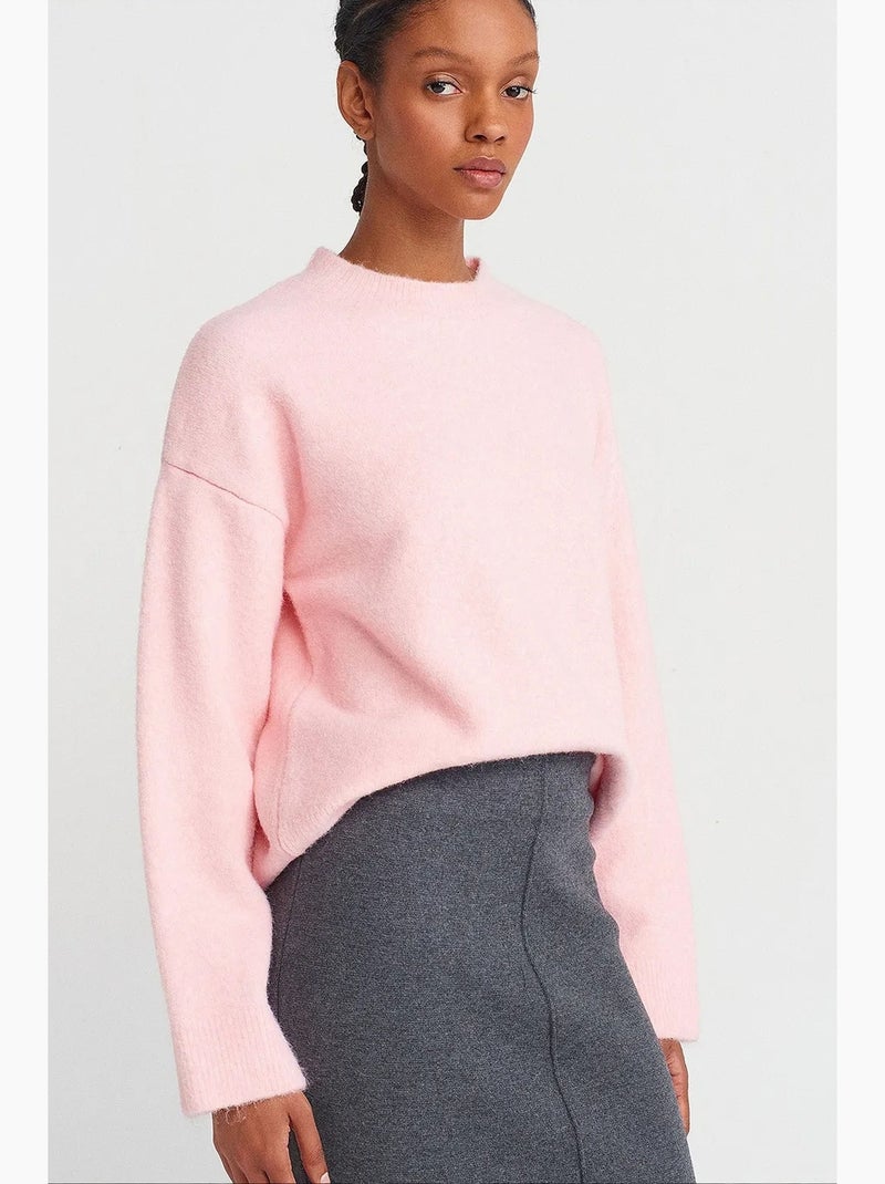 Women's maglione a tinta unita a coste con girocollo dilvin Rosa confetto - Kiabi