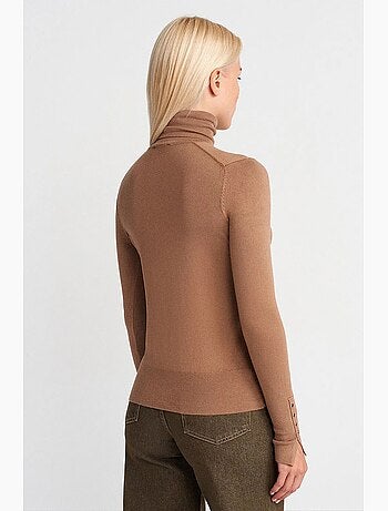 Women's maglione dolcevita in maglia con bottoni dilvin