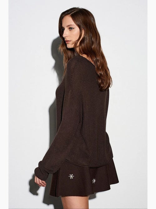 Women's maglione in maglia a coste con scollo a barca dilvin - Kiabi