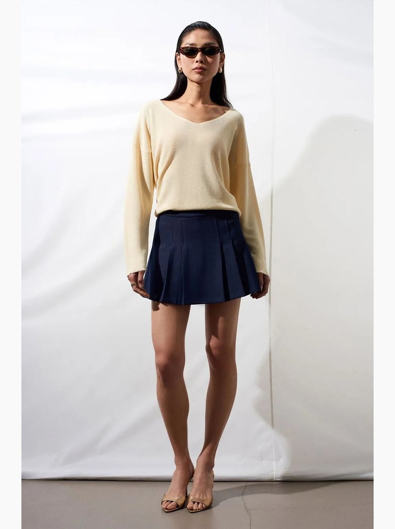 Women's maglione in maglia a coste con scollo a v dilvin Crema - Kiabi