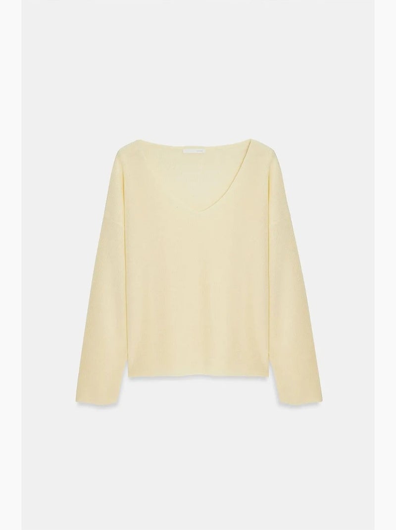 Women's maglione in maglia a coste con scollo a v dilvin Crema - Kiabi