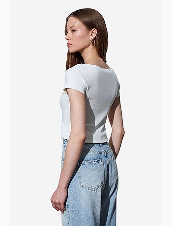 Women's t-shirt in cotone slim fit con scollo a u dilvin