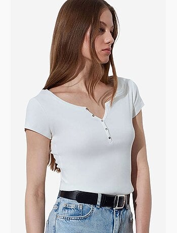 Women's t-shirt in cotone slim fit con scollo a u dilvin