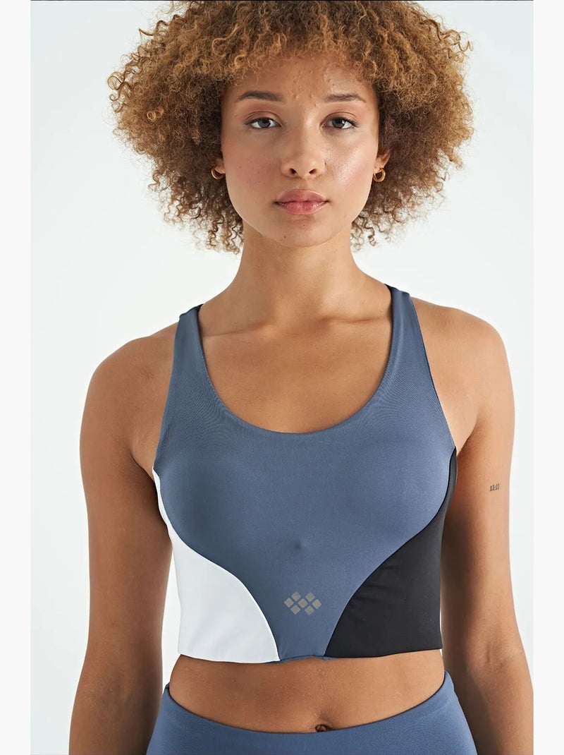 Women's top sportivo corto a blocchi di colore tommy Blu Bianco Nero - Kiabi