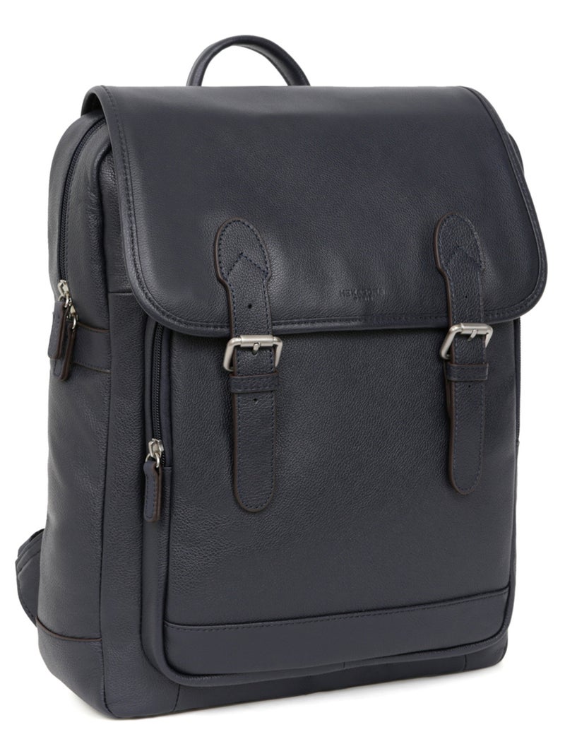 Zaino - 13" & A4 - Pelle CONFORT Blu marino - Kiabi