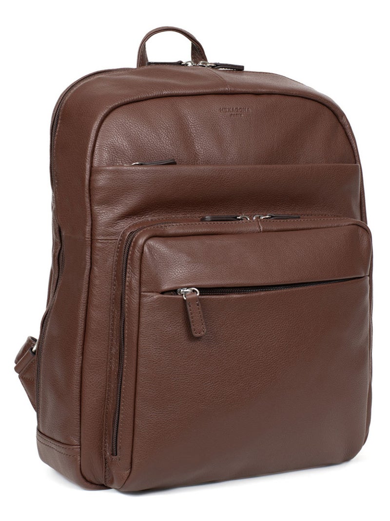 Zaino - 13" & a4 - pelle confort hexagona Marrone cioccolato - Kiabi