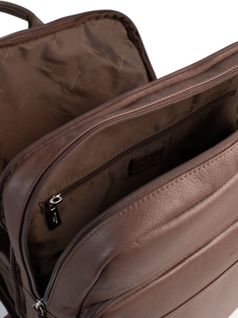 Zaino - 15" & tablet & a4 - pelle confort hexagona Marrone cioccolato - Kiabi