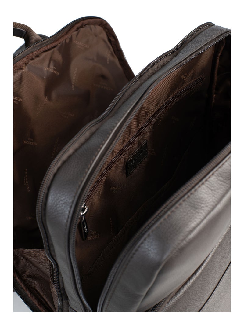 Zaino - 15" & tablet & a4 - pelle confort hexagona Marrone scuro - Kiabi