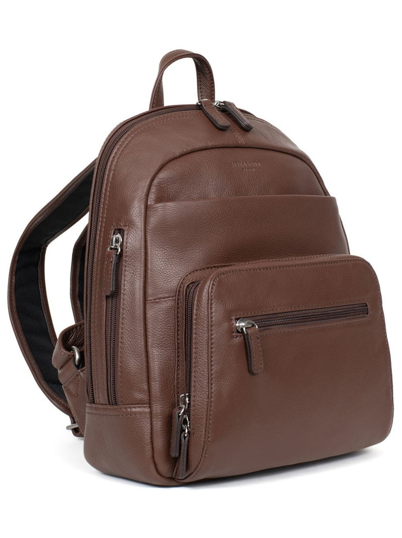 Zaino - pelle confort hexagona Marrone cioccolato - Kiabi