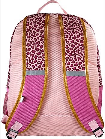 Zaino bambina French Disorder in velluto 2 scomparti motivo leopardato rosa