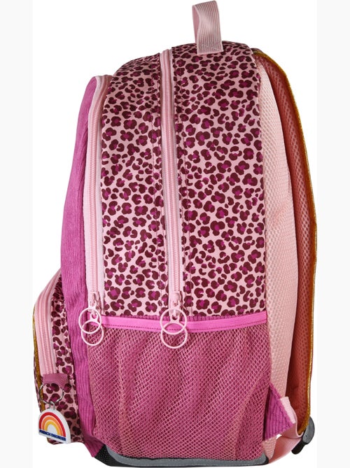 Zaino bambina French Disorder in velluto 2 scomparti motivo leopardato rosa - Kiabi