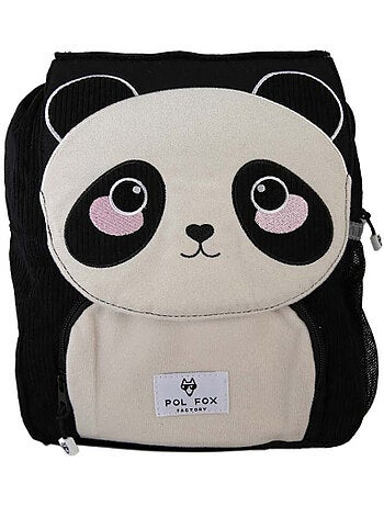 Zaino bambina scuola dell'infanzia pol fox panda reversibile - nero e bianco