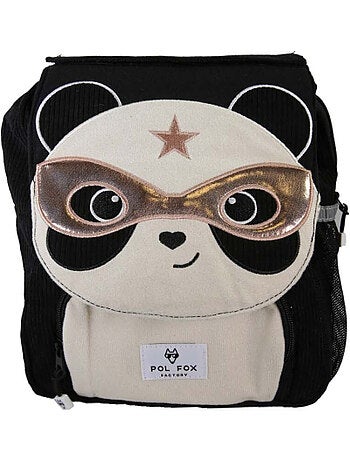 Zaino bambina scuola dell'infanzia pol fox panda reversibile - nero e bianco
