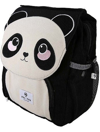 Zaino bambina scuola dell'infanzia pol fox panda reversibile - nero e bianco