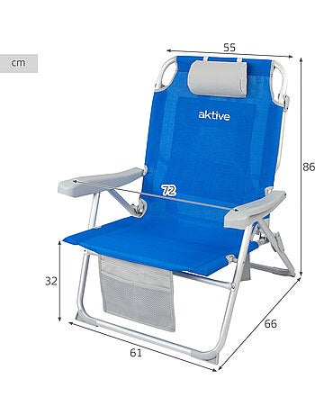Zaino da spiaggia 55x66x86 cm 110 kg con cuscino, borsa e tasca aktive