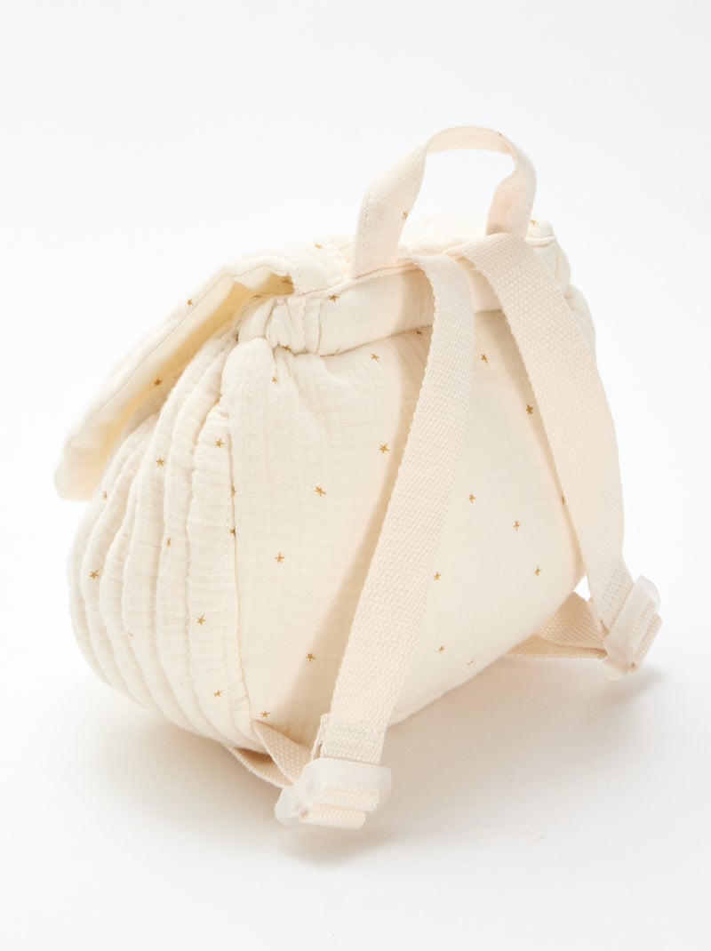 Zaino in garza di cotone stampato Beige - Kiabi