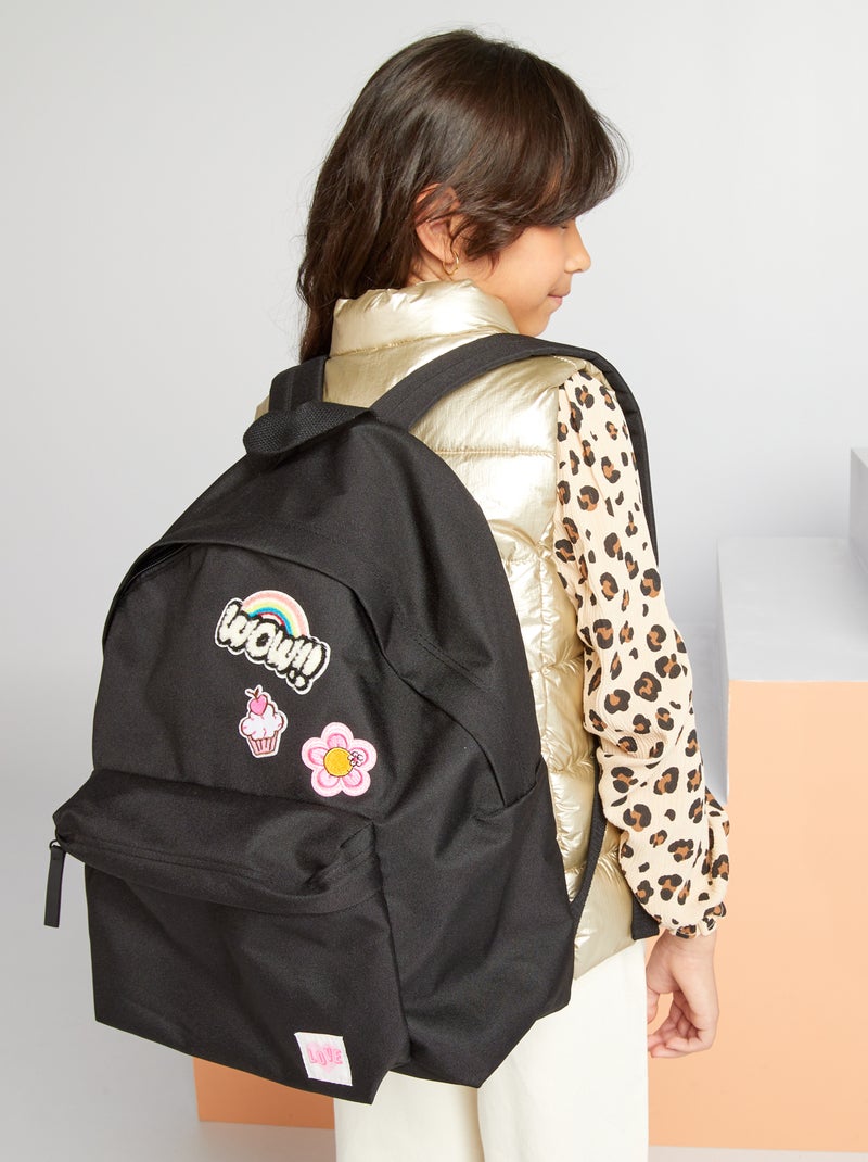 Zaino in tela con patch Nero - Kiabi