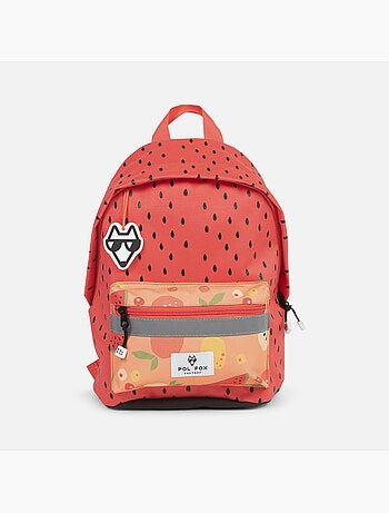 Zaino mini bambina POL FOX TUTTI FRUTTI rosso e arancione motivo frutta scuola materna