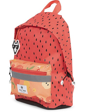 Zaino mini bambina POL FOX TUTTI FRUTTI rosso e arancione motivo frutta scuola materna