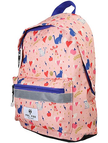 Zaino mini bambina scuola materna POL FOX Dream rosa motivo gatto e cuore