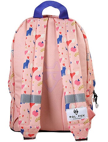 Zaino mini bambina scuola materna POL FOX Dream rosa motivo gatto e cuore