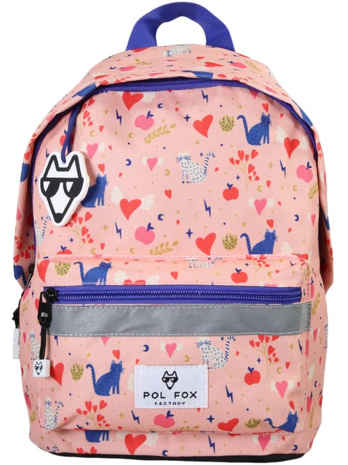 Zaino mini bambina scuola materna POL FOX Dream rosa motivo gatto e cuore - Kiabi