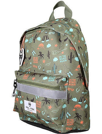 Zaino mini bambino scuola materna POL FOX Road Trip verde motivo van e avventura