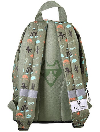 Zaino mini bambino scuola materna POL FOX Road Trip verde motivo van e avventura