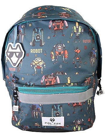 Zaino mini bambino scuola materna POL FOX Robot blu motivo robot