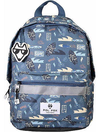 Zaino mini bambino scuola materna POL FOX Surf blu motivo surf e onda
