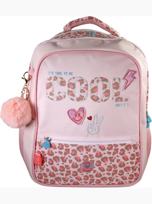 Zaino scolastico bambina KIP Graou 2 scomparti rosa motivo leopardato - Kiabi