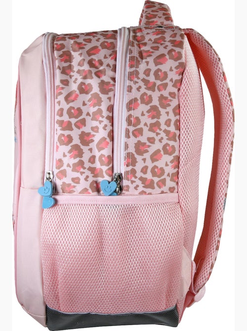 Zaino scolastico bambina KIP Graou 2 scomparti rosa motivo leopardato - Kiabi