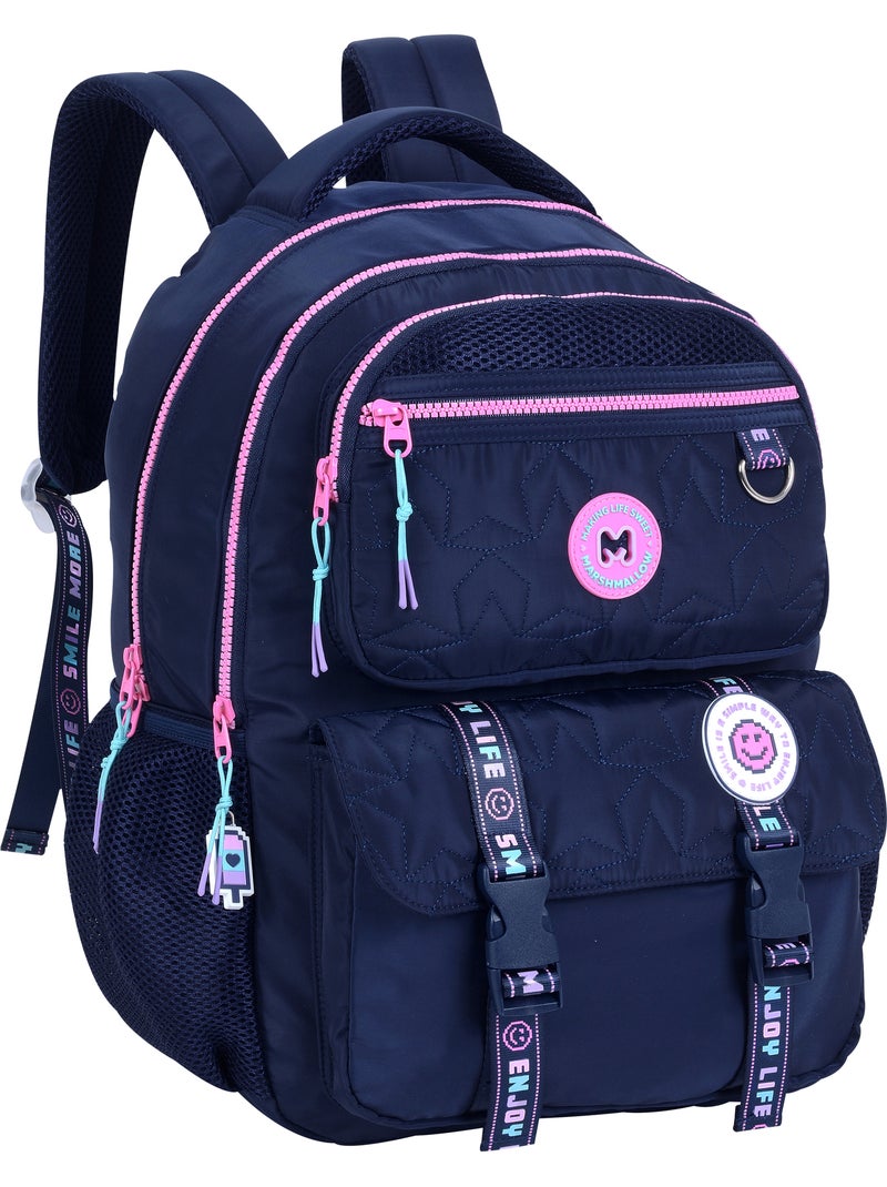 Zaino scolastico bambina Marshmallow Pixelly 2 scomparti blu notte Blu marino - Kiabi