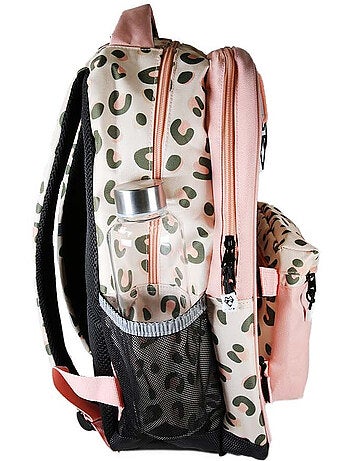 Zaino scolastico bambina POL FOX CRUSH reversibile 2 scomparti rosa motivo leopardato