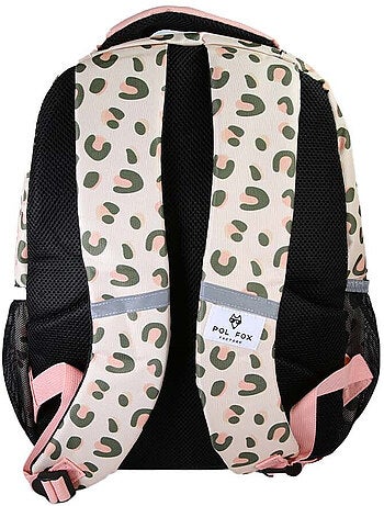 Zaino scolastico bambina POL FOX CRUSH reversibile 2 scomparti rosa motivo leopardato