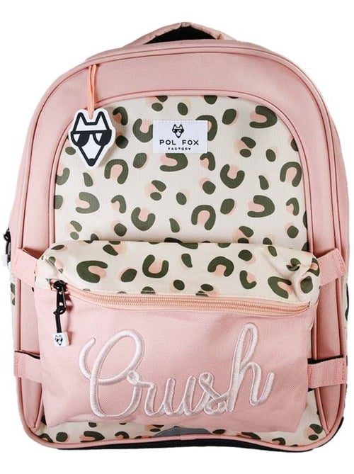 Zaino scolastico bambina POL FOX CRUSH reversibile 2 scomparti rosa motivo leopardato - Kiabi