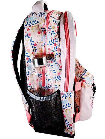 Zaino scolastico bambina POL FOX HAPPY BLUSH reversibile 2 scomparti rosa motivo fiore