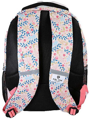 Zaino scolastico bambina POL FOX HAPPY BLUSH reversibile 2 scomparti rosa motivo fiore