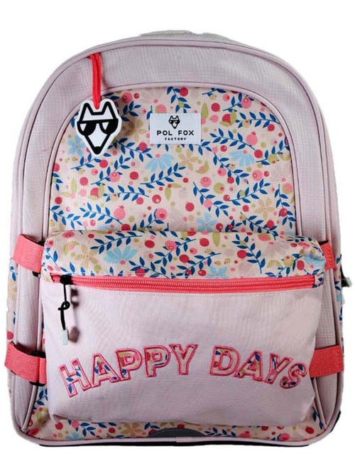 Zaino scolastico bambina POL FOX HAPPY BLUSH reversibile 2 scomparti rosa motivo fiore - Kiabi