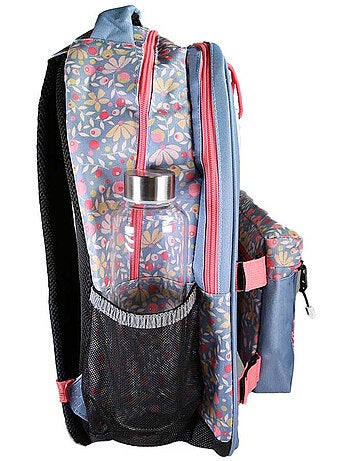 Zaino scolastico bambina POL FOX HAPPY JEAN reversibile 2 scomparti blu navy motivo fiore