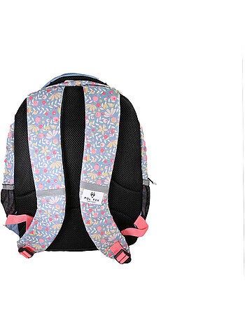 Zaino scolastico bambina POL FOX HAPPY JEAN reversibile 2 scomparti blu navy motivo fiore