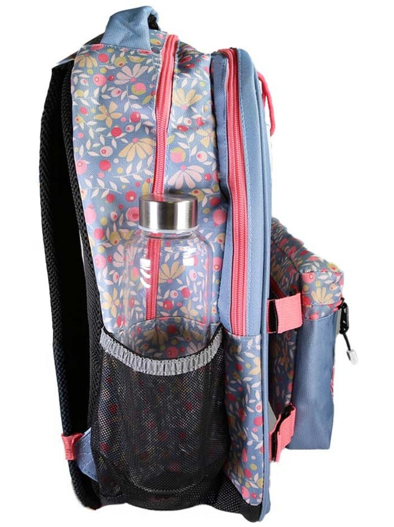 Zaino scolastico bambina POL FOX HAPPY JEAN reversibile 2 scomparti blu navy motivo fiore Multicolore - Kiabi