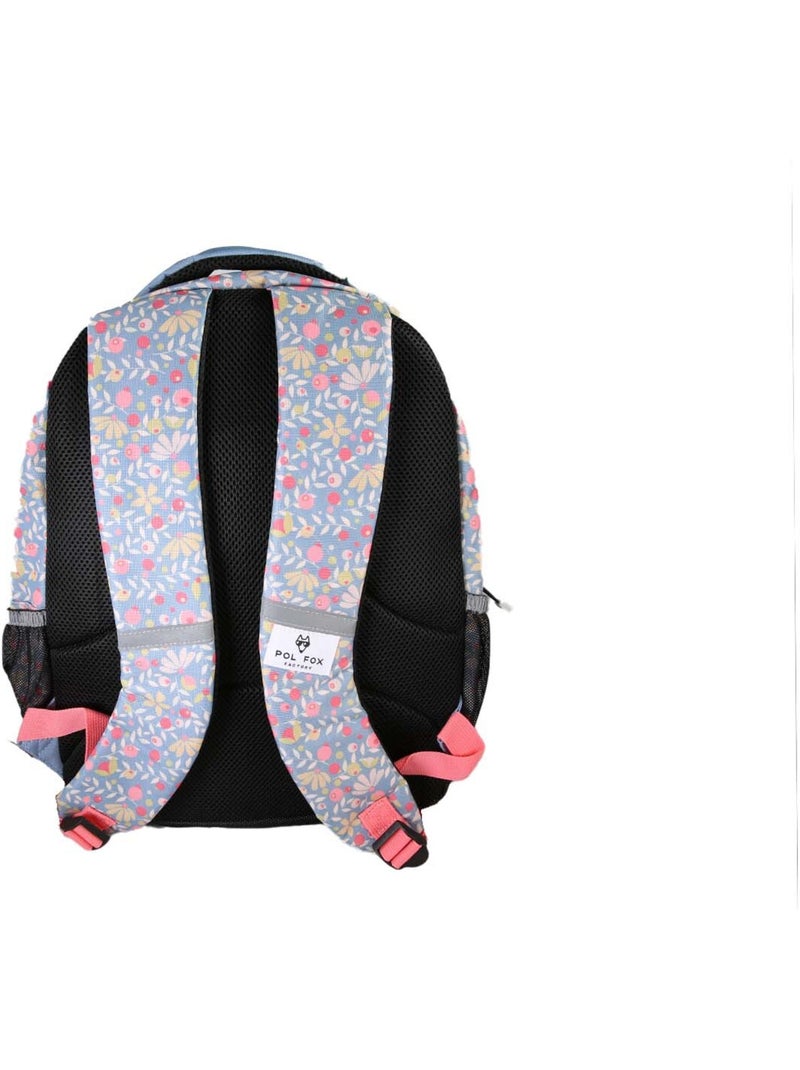 Zaino scolastico bambina POL FOX HAPPY JEAN reversibile 2 scomparti blu navy motivo fiore Multicolore - Kiabi