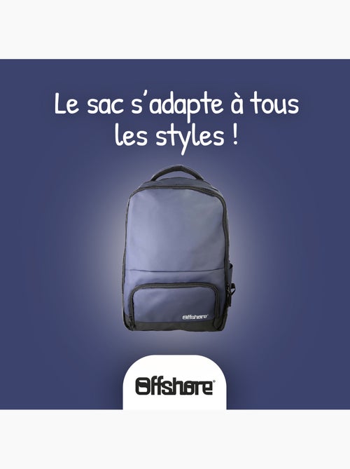 Zaino scolastico Offshore blu navy 2 scomparti con zip - Kiabi Zaino scolastico Offshore blu navy 2 scomparti con zip - Kiabi