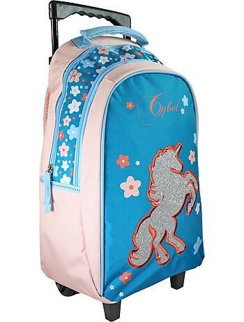 Zaino scolastico trolley bambina Cybel Unicorno blu e rosa 2 scomparti