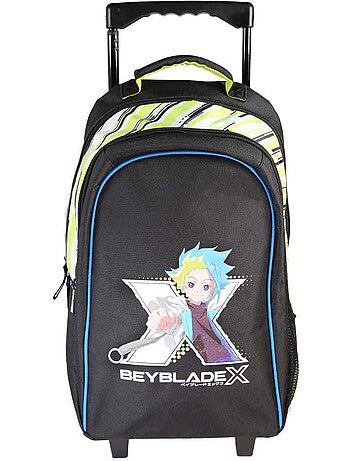 Zaino scolastico trolley bambino Beyblade X 38 cm nero e verde 2 scomparti