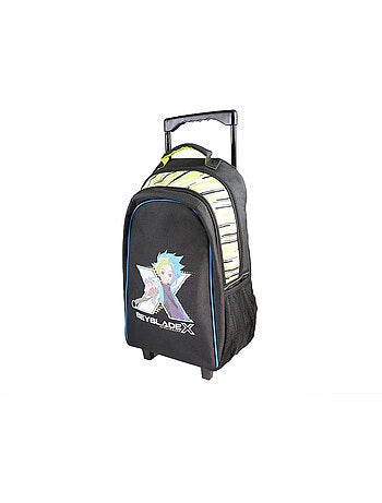 Zaino scolastico trolley bambino Beyblade X 38 cm nero e verde 2 scomparti