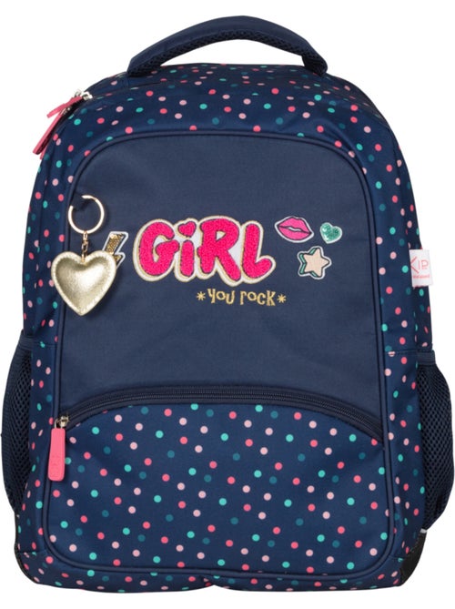 Zaino scuola 2 scomparti KIP Girl You Rock blu navy - Kiabi