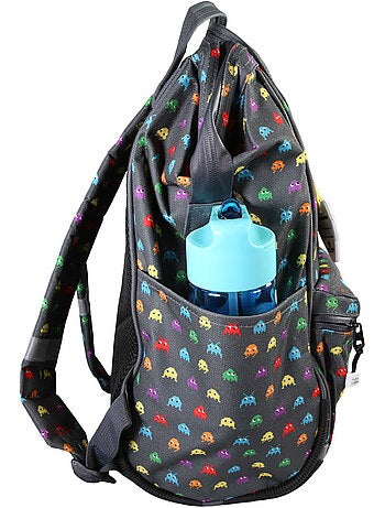 Zaino scuola bambino 1 scomparto POL FOX Space Invader grigio motivo extraterrestre gaming